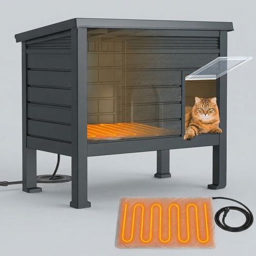 Heated Cat House for Outside Outdoor Feral Cats