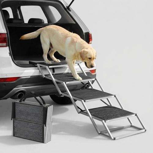 20" Extra Wide Dog Stairs for Large Dogs Aluminum Dog Ramp for Car