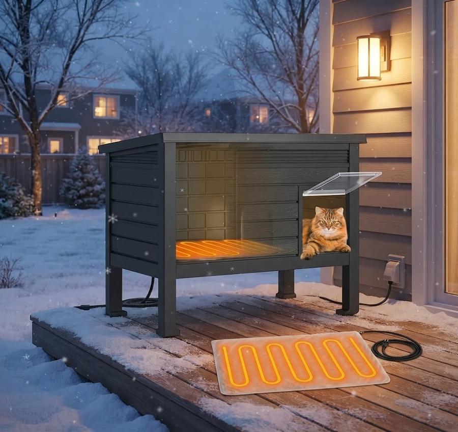 Heated Cat House for Outside Outdoor Feral Cats